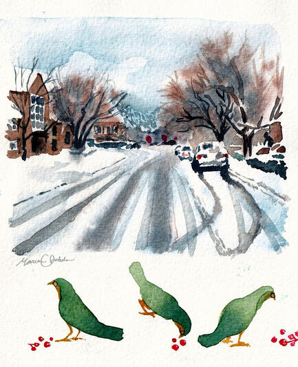 Watercolor study of Boulder in Winter (2024)